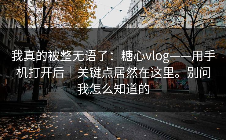 我真的被整无语了：糖心vlog——用手机打开后｜关键点居然在这里。别问我怎么知道的